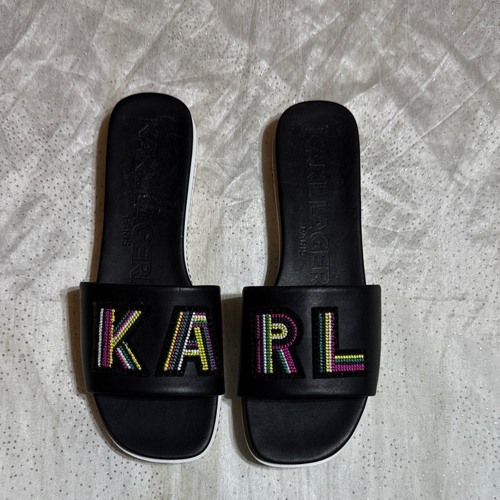 Karl Lagerfeld Black Slide Sandals